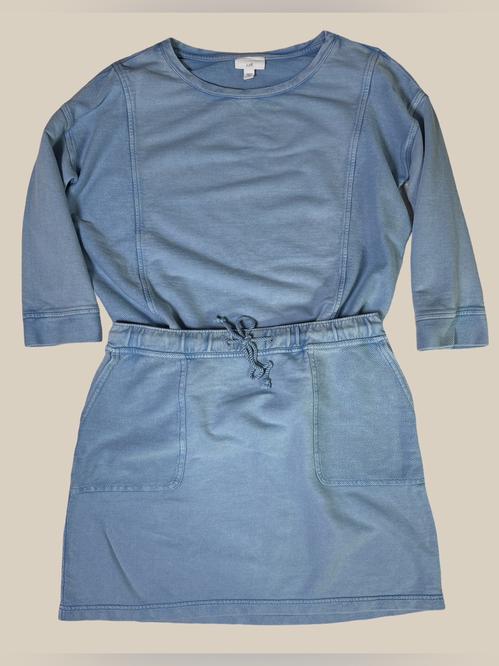 J Jill 2 pc Set French Terry Sweatshirt & Skirt Blue Lounge Casual Travel SZ M